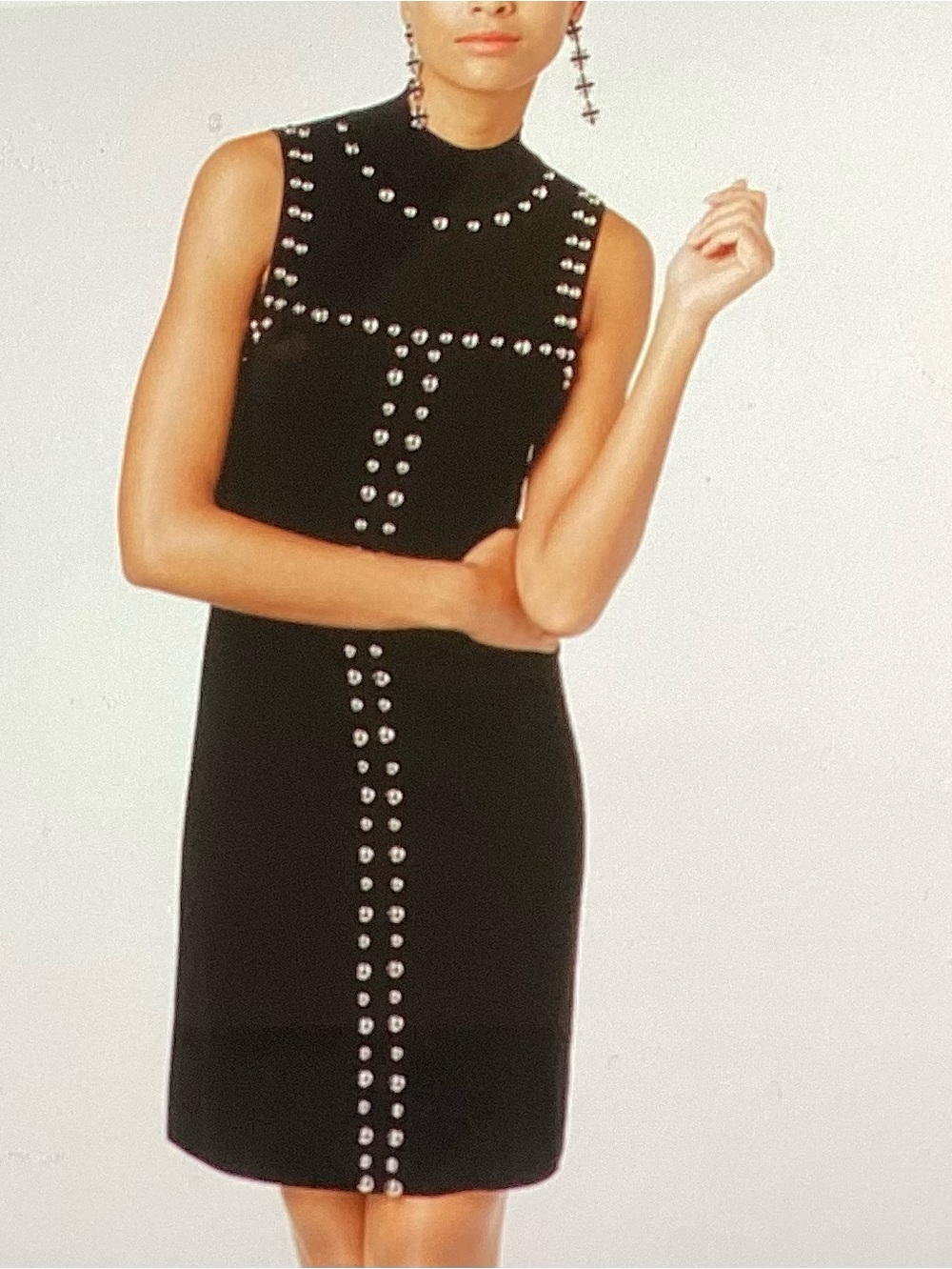 INC International Concepts Black Sleeveless Stud Embellished Knit Mini Dress XL